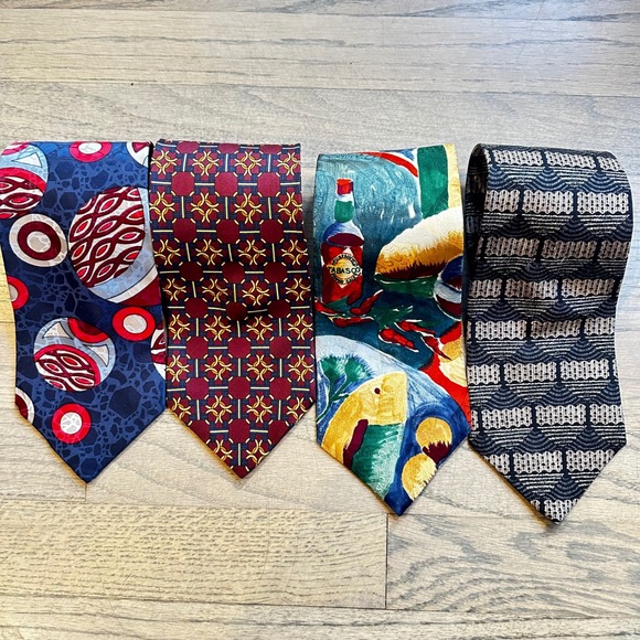 Assorted Neckties Lot Novelty Art Geometric Patterns Men's Fashion - Picture 1 of 11